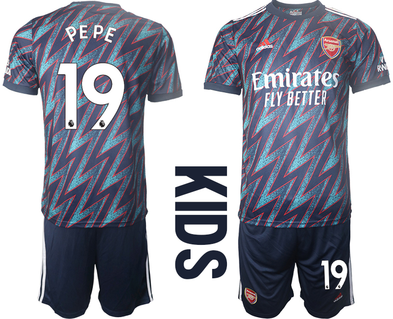 Youth 2021-2022 Club Arsenal away blue #19 Soccer Jersey->youth soccer jersey->Youth Jersey
